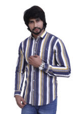 Bearberry Men’s Premium Cotton Multi-Stripe Shirt – Stylish Slim Fit Casual & Party Wear Shirt - 1 - Image 3
