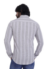 Bearberry Beige Vertical Stripe Cotton Shirt – 100% Pure Cotton | Slim Fit Smart Casual Wear - Image 2