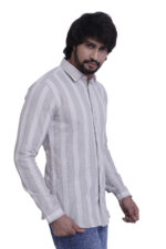 Bearberry Beige Vertical Stripe Cotton Shirt – 100% Pure Cotton | Slim Fit Smart Casual Wear - Image 4