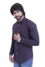 Bearberry Deep Maroon Striped Cotton Shirt – 100% Pure Cotton | Slim Fit Premium Casual & Evening Wear - Image 3