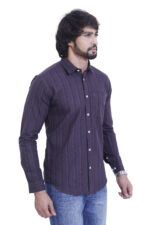 Bearberry Deep Maroon Striped Cotton Shirt – 100% Pure Cotton | Slim Fit Premium Casual & Evening Wear - Image 4
