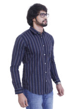 Bearberry Men’s 100% Cotton Yarn-Dyed Striped Shirt – Premium Navy Smart Casual Shirt - Image 4