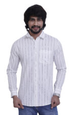 Bearberry White Striped Cotton Shirt – 100% Pure Cotton | Slim Fit Premium Casual & Office Wear Shirt for Men