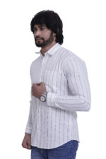 Bearberry White Striped Cotton Shirt – 100% Pure Cotton | Slim Fit Premium Casual & Office Wear Shirt for Men - Image 3