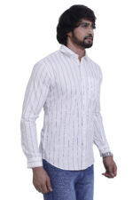 Bearberry White Striped Cotton Shirt – 100% Pure Cotton | Slim Fit Premium Casual & Office Wear Shirt for Men - Image 4