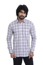 Bearberry Premium Grey Check Cotton Shirt – 100% Pure Cotton | Slim Fit Casual & Office Wear