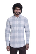 Bearberry Premium Light Blue Check Cotton Shirt – 100% Pure Cotton | Slim Fit Casual & Office Wear