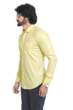 Bearberry Premium Yellow Check Cotton Shirt – 100% Pure Cotton | Slim Fit Casual & Summer Wear - Image 3