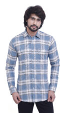 Bearberry Premium Blue Check Cotton Shirt – 100% Pure Cotton | Slim Fit Casual & Smart Wear