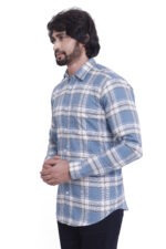 Bearberry Premium Blue Check Cotton Shirt – 100% Pure Cotton | Slim Fit Casual & Smart Wear - Image 3