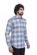 Bearberry Premium Blue Check Cotton Shirt – 100% Pure Cotton | Slim Fit Casual & Smart Wear - Image 4