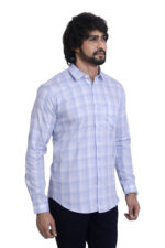 Bearberry Premium Light Blue Check Cotton Shirt – 100% Pure Cotton | Slim Fit Casual & Office Wear - Image 4