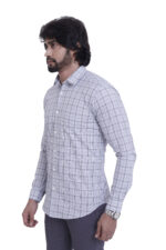 Bearberry Premium Light Grey Check Cotton Shirt – 100% Pure Cotton | Slim Fit Casual & Office Wear - Image 3