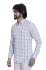 Bearberry Sky Blue Check Cotton Shirt – 100% Pure Cotton | Slim Fit Elegant Office & Smart Casual Wear - Image 3