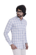 Bearberry Sky Blue Check Cotton Shirt – 100% Pure Cotton | Slim Fit Elegant Office & Smart Casual Wear - Image 4