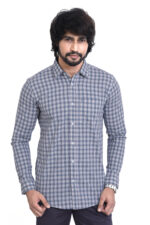 Bearberry Blue Micro Check Cotton Shirt – 100% Pure Cotton | Slim Fit Smart Casual & Office Wear