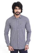 Bearberry Grey Micro Check Cotton Shirt – 100% Pure Cotton | Slim Fit Formal & Smart Casual Wear