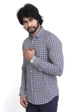 Bearberry Grey Micro Check Cotton Shirt – 100% Pure Cotton | Slim Fit Formal & Smart Casual Wear - Image 3