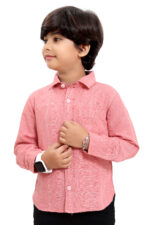 Bearberry Kids Cotton Linen Check Shirt – Premium Soft Breathable Casual Wear (Coral Pink)