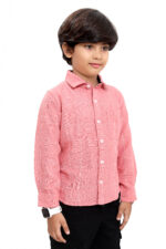 Bearberry Kids Cotton Linen Check Shirt – Premium Soft Breathable Casual Wear (Coral Pink) - Image 4