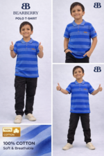Bearberry Kids Yarn-Dyed Polo T-Shirt for Boys (3–14 Years) – Soft Cotton Striped Half Sleeve T-Shirt -2 - Image 2