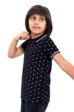 Bearberry Kids Premium Jersey Polo T-Shirt – All Over Print (Navy Classic) - Image 3