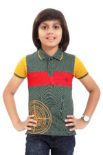 Bearberry Kids Polo Pique Cotton T-Shirt – Premium Colorblock Style Multicolour-1