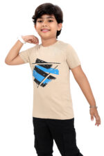Bearberry Kids Abstract Graphic Cotton T-Shirt – Beige