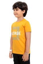 Bearberry Kids Vintage Print Cotton T-Shirt – Mustard Yellow - Image 3