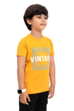 Bearberry Kids Vintage Print Cotton T-Shirt – Mustard Yellow - Image 4
