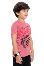 Bearberry Kids Speed Wheel Graphic Cotton T-Shirt – Rose Pink - Image 4