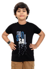 Bearberry Kids Pixel Graphic Cotton T-Shirt – Black