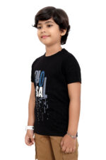 Bearberry Kids Pixel Graphic Cotton T-Shirt – Black - Image 3