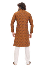Bearberry Men’s Mustard Self-Design Jacquard Cotton Kurta | Yarn-Dyed Premium Ethnic Wear - Image 2