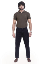Bearberry Men's Black Ankle Fit Stretch Denim Jeans | Mid Rise | Cotton Twill