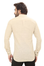 Men’s 100% Cotton Solid Beige Short Kurta – Full Sleeve - Image 2