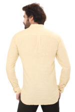 Men’s 100% Cotton Solid Cream Short Kurta – Full Sleeve - Image 2