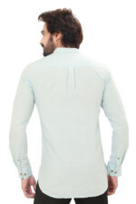 Men’s 100% Cotton Solid Sky Blue Short Kurta – Full Sleeve - Image 2
