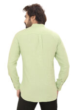 Men’s 100% Cotton Pastel Green Short Kurta – Full Sleeve - Image 2