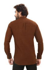 Men’s 100% Cotton Solid Brown Short Kurta – Full Sleeve - Image 2