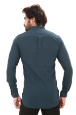 Men’s 100% Cotton Solid Dark Teal Short Kurta – Full Sleeve - Image 2
