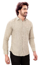 Bearberry Men’s Cotton Linen Striped Shirt – Premium Breathable Casual & Smart Fit Shirt (White & Gray) - Image 3
