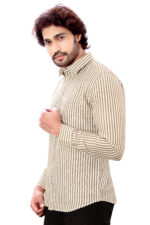 Bearberry Men’s Cotton Linen Striped Shirt – Premium Breathable Casual & Smart Fit Shirt (White & Gray) - Image 4