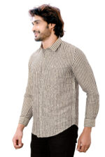 Bearberry Men’s Cotton Linen Striped Shirt – Premium Breathable Casual & Smart Fit Shirt (White & Blue) - Image 3