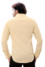 Bearberry Men’s Cotton Linen Striped Shirt – Premium Breathable Casual & Smart Fit Shirt (White & Yellow) - Image 2
