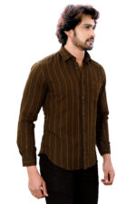Bearberry Men’s Cotton Linen Striped Shirt – Premium Breathable Casual & Smart Fit Shirt (Army Greens) - Image 4