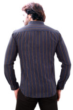 Bearberry Men’s Cotton Linen Striped Shirt – Premium Breathable Casual & Smart Fit Shirt (Navy Blue) - Image 2