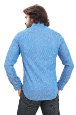 Bearberry Sky Blue Jacquard Cotton Shirt – Premium Self-Design | 100% Cotton - Image 2