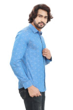 Bearberry Sky Blue Jacquard Cotton Shirt – Premium Self-Design | 100% Cotton - Image 4
