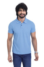 Bearberry Men’s Performance Pique Polo T-Shirt – Quick Dry | UV Protection | Anti-Microbial - Sky Blue